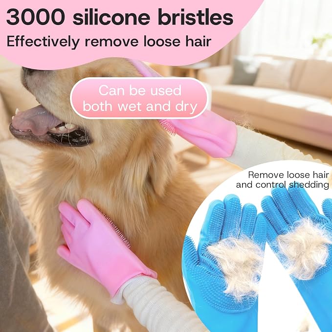 2-Pair Pet Hair Remover Glove for Dogs and Cats Washing, & Deshedding – - Image 3