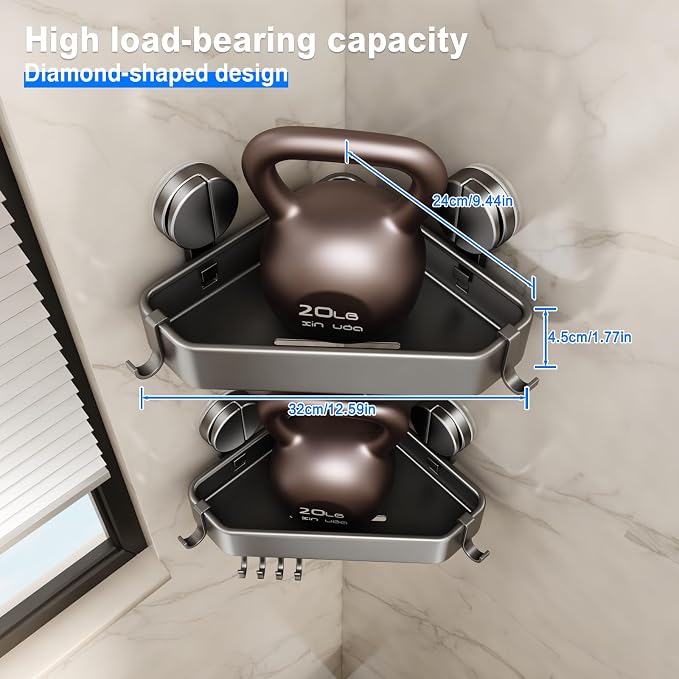 Suction Cup Shower Caddy Corner, 1 Pack Suction Corner Shower Shelves No - Image 2