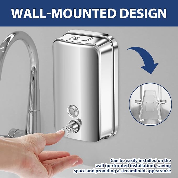 1000ml Commercial Soap Dispenser Wall Mount, Stainless Steel Hand Soap Dispenser - Image 6