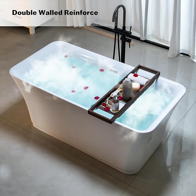 Empava 59" Freestanding Luxury Acrylic Soaking SPA Tub Modern Stand Alone - Image 3