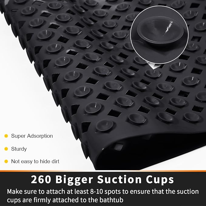 Yimobra Bathtub Mat Non Slip, Super Strong Suction Cups, 27.5"x15.5" Long - Image 2