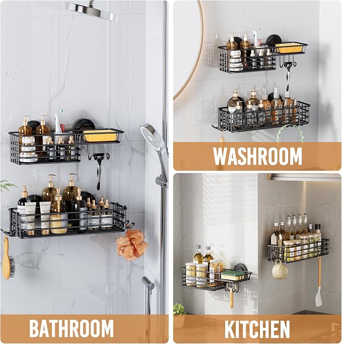 LEVERLOC Shower Caddy Suction Cup, 2 Pack Shower Shelves - Image 5