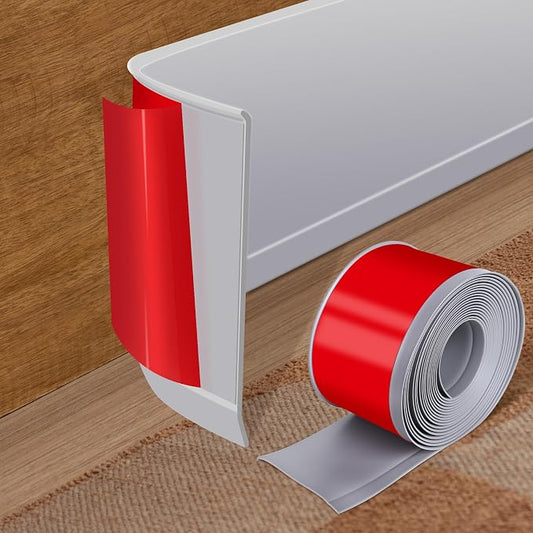 Vinyl Baseboard Molding Trim 4 Inch x 60 Feet Peel and Stick Baseboard Trim by Kikerike