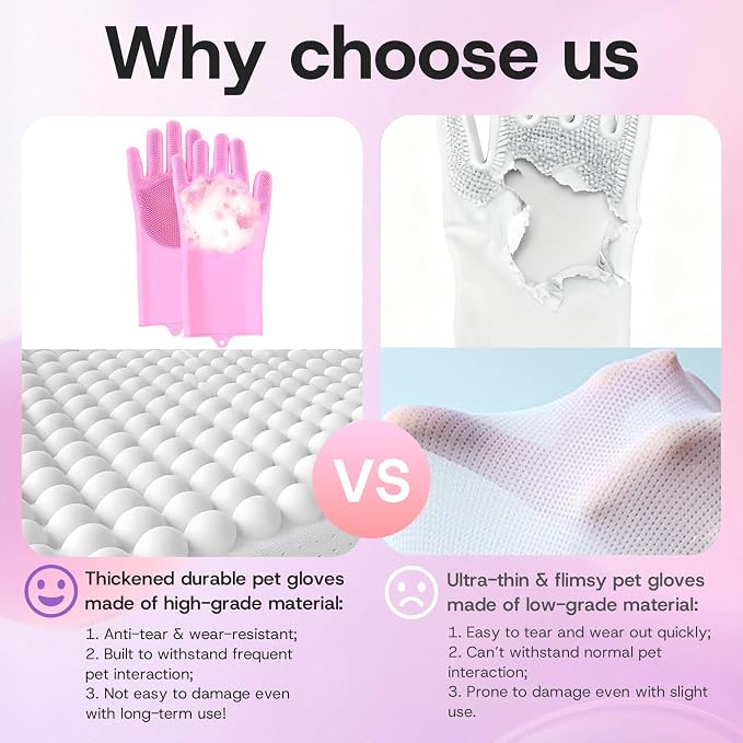 2-Pair Pet Hair Remover Glove for Dogs and Cats Washing, & Deshedding – - Image 6