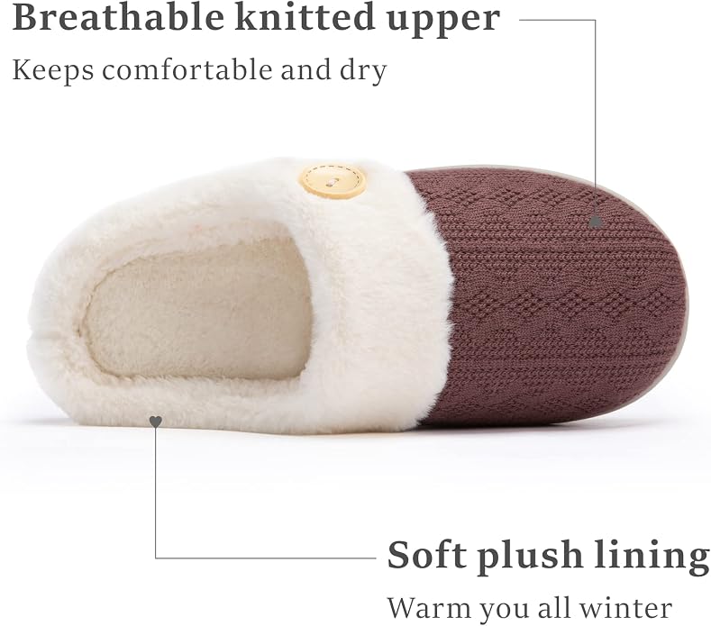Chantomoo Womens Slipper Warm Comfy Memory Foam House Slippers Knitted Shoes - Image 3