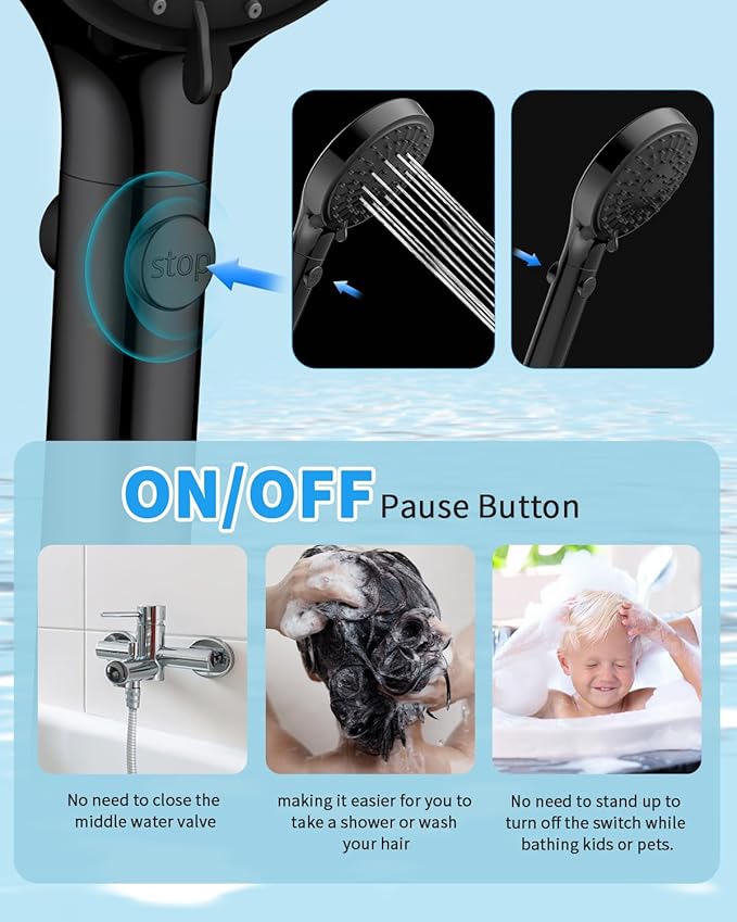 FASDUNT Shower Head with Handheld, High Pressure Handheld Shower Head with 80" - Image 4