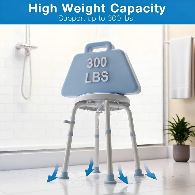 Swivel Shower Stool for Inside Shower, 360° Rotating Bath Stool - Image 6