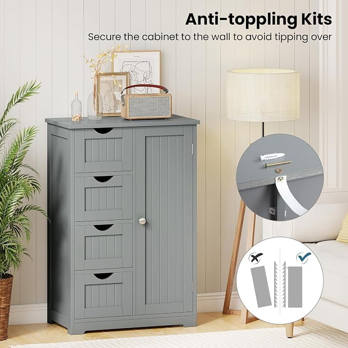 Giantex Bathroom Cabinet, Freestanding Storage Cabinet - Image 6