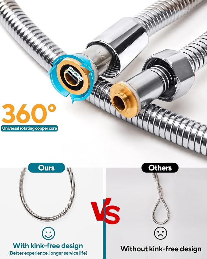 Extra Long 196 Inch Shower Hose, Flexible Stainless Steel Handheld Shower Hose - Image 2