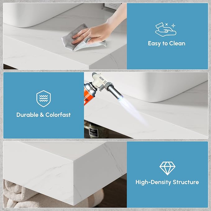 40" Floating Bathroom Vanity, Wall-Mounted Storage Cabinet Single Piece Set - Image 5