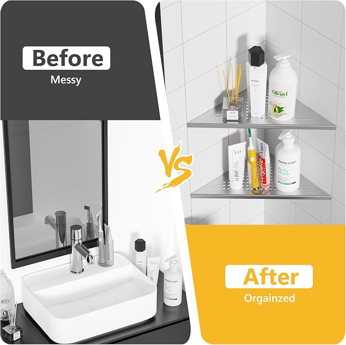 Neodrain 10 Inch Brushed Shower Shelves Corner Shelf - Image 7