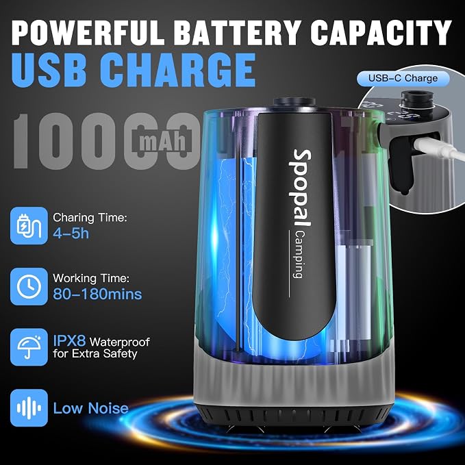 Portable Shower for Camping, 10000mAh Rechargeable Camping Shower - Image 2