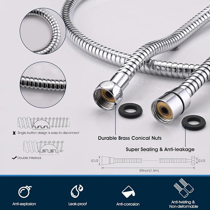 All-Metal High Pressure Square Handheld Shower Head - Image 7