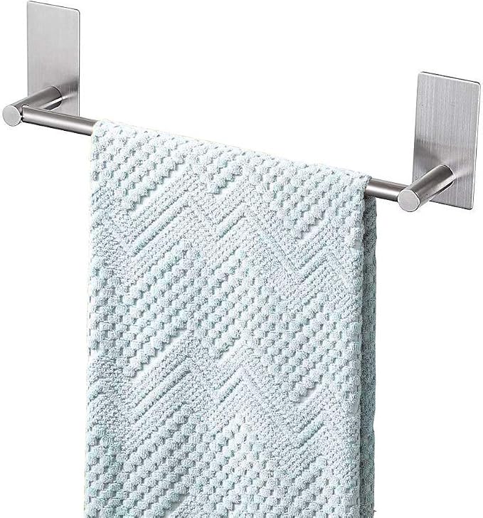 Songtec Adhesive Towel Bar 12inch Brushed, Stick On Bath Towel Rack Easy Install by Songtec