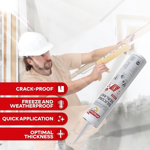 XFasten Clear Silicone Caulk Neutral Cure 10.1 oz – 100% Waterproof Silicone - Image 2