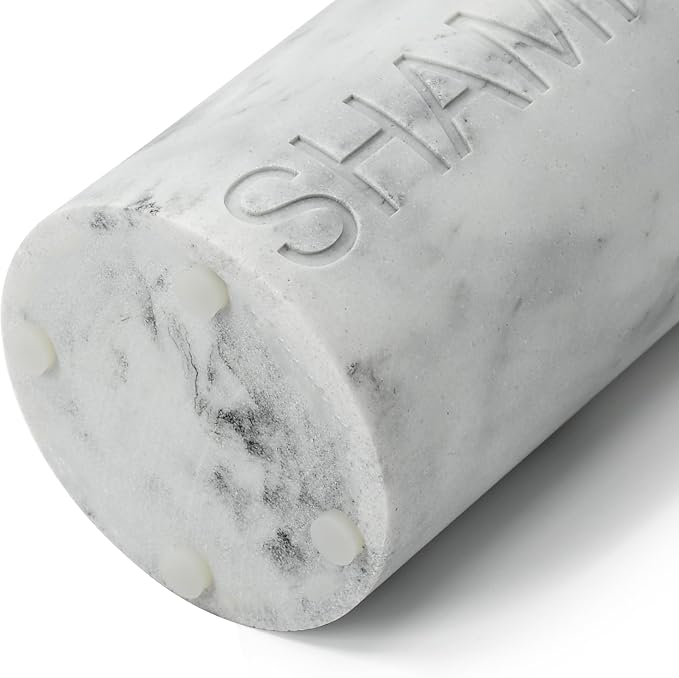 Resin White Marbled Shampoo Engraved Bottle Refillable Pump Dispenser, Durable - Image 3