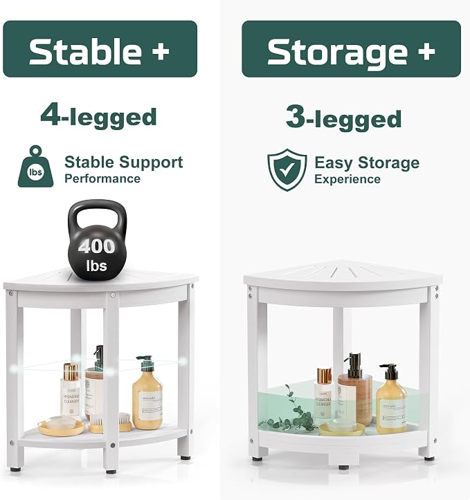 Waterproof Corner Shower Stool for Inside Shower, Poly Lumber Shower Bench Seat - Image 5