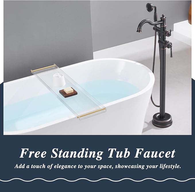 Free Standing Tub Faucet, Qinkell Classic Elegant Gooseneck Freestanding - Image 2