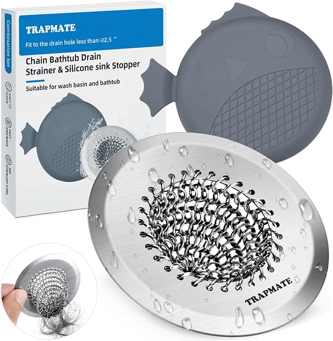 TRAPMATE Bathtub Stopper Drain Strainer Kit, 2.8" Easy Clean Tub Shower Drain by TRAPMATE