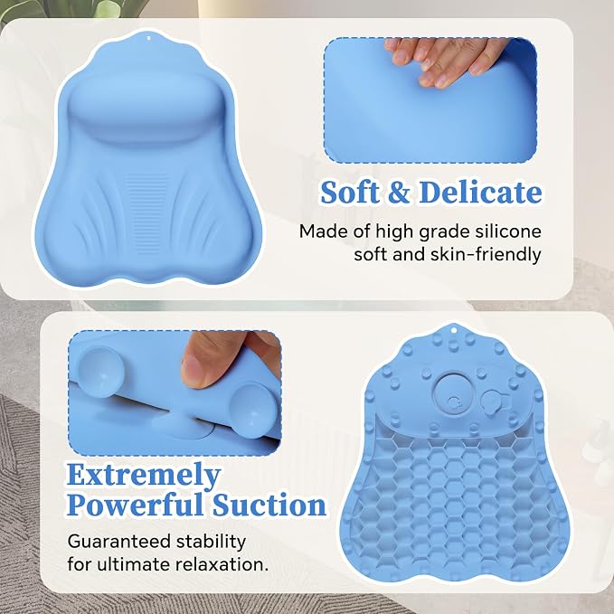 Silicone Bath Pillow for Tub Adults, 4D Air-Cushion Bathtub Pillow for Head - Image 4