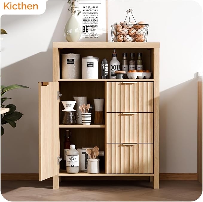 VINGLI Fluted Bathroom Floor Storage Cabinet - Image 6