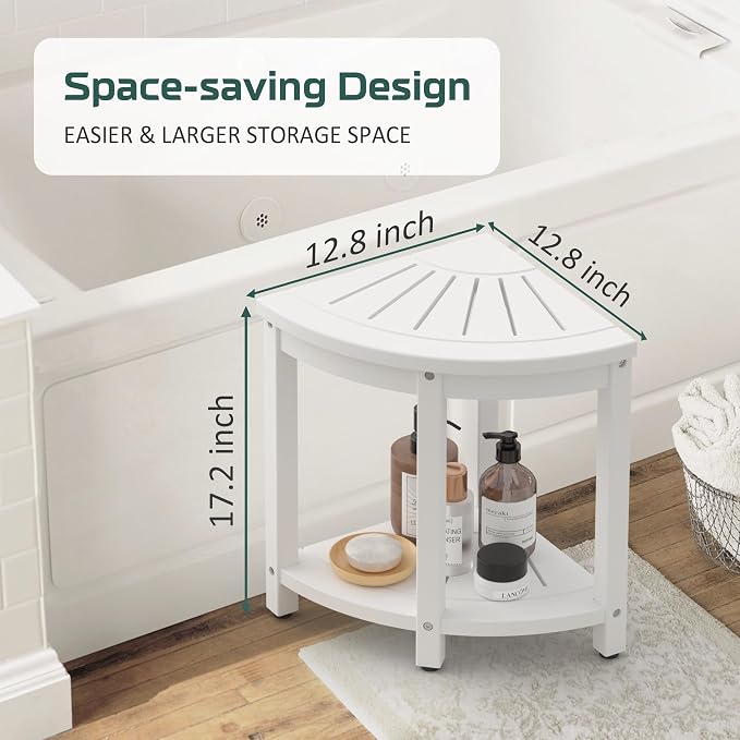 Waterproof Corner Shower Stool for Inside Shower, Poly Lumber Shower Bench Seat - Image 2