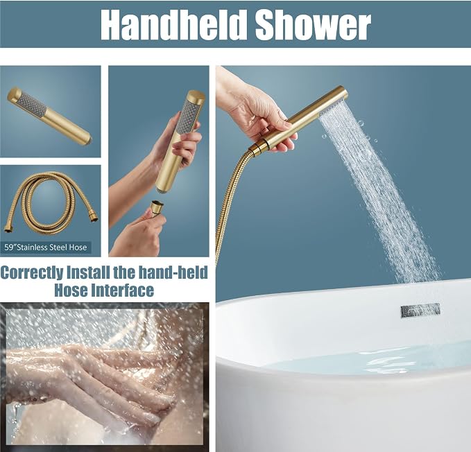 Aolemi Floor Mount Bathtub Faucet Freestanding Tub Filler Standing High Flow - Image 5