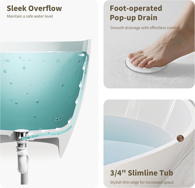 Abruzzo 59" Freestanding Bathtub Solid Surface - Image 7