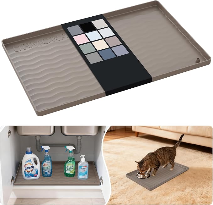 URMONA Waterproof Silicone Under Sink Mat 16'' x 10'' Shelf Liner by URMONA