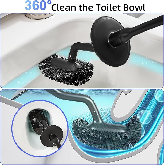 Toilet Brush & Pumice Stone Brush Combo, 2-in-1 Toilet Bowl Brush and Dual-Slot - Image 4