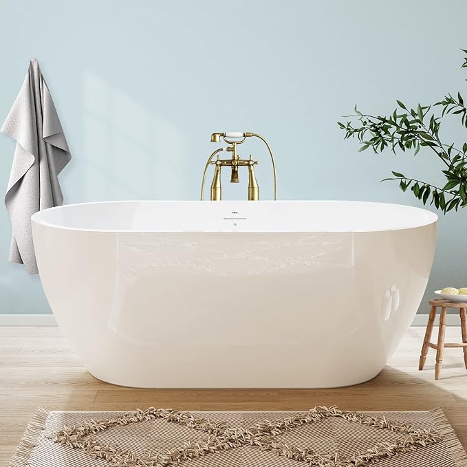 FerdY Bali 59" Acrylic Freestanding Bathtub, Gracefully Shaped Freestanding by FerdY