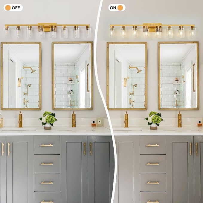 8 Light Gold Bathroom Light Fixtures, Modern Large Vanity Lights - Image 5