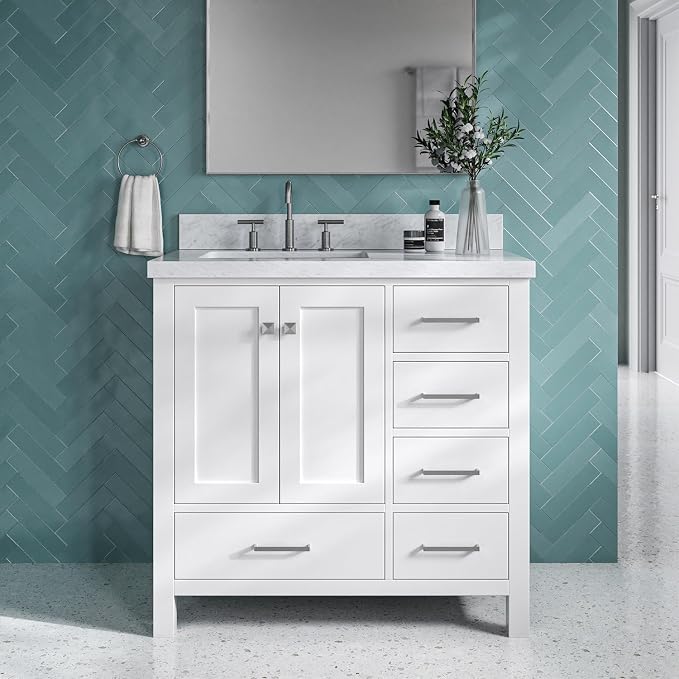 ARIEL Cambridge 37 Inch White Bathroom Vanity by Ariel