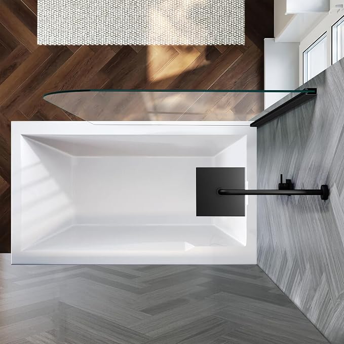 24" W x 62" H Frameless Bathtub Shower Door Bathtub Glass Panel Half Shower - Image 7