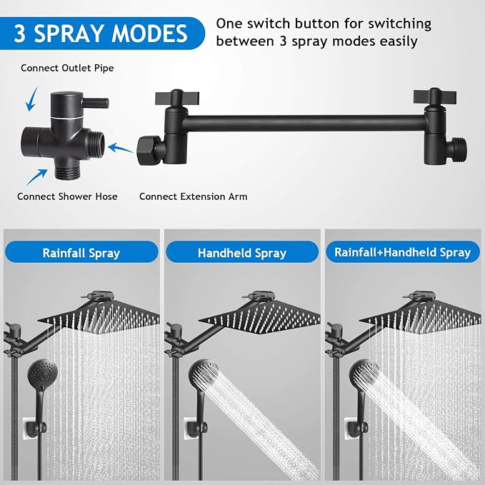 Shower Head Combo, 10 Inch High Pressure Rain Shower Head - Image 2