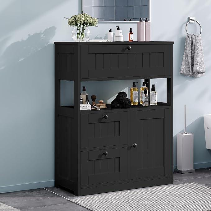 Storage Cabinet, Modern Bathroom Floor Storage Cabinet Organizer - Image 4