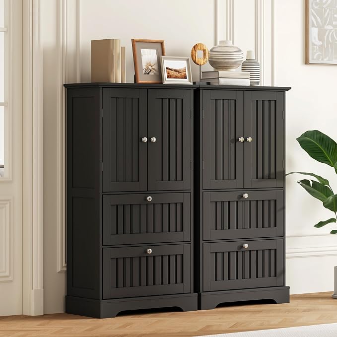 Treocho Bathroom Floor Cabinet, Freestanding Kitchen Pantry Cupboard - Image 6