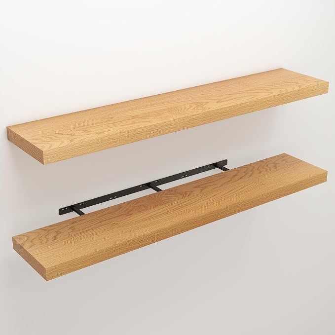 Floating Shelves for Wall, 9.3" Deep Wall Mounted Wood Shelves for Bathroom - Image 3