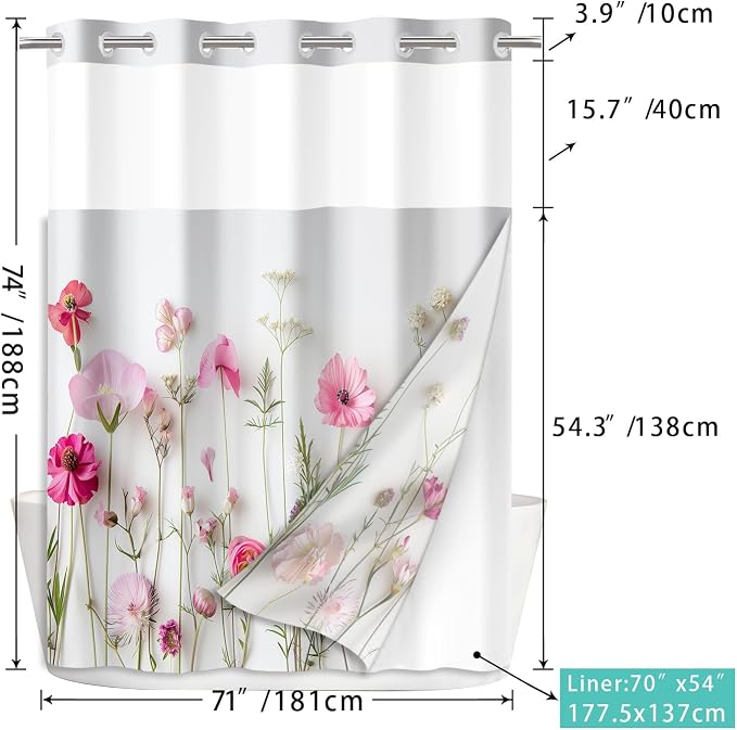No Hook Shower Curtain Set - Image 3