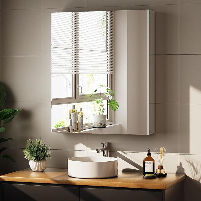 Bathroom Medicine Cabinet with Mirror, 16 Inch x 24 Inch Bathroom Mirror - Image 9