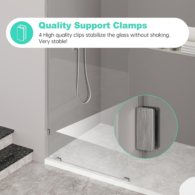 Frameless Fixed Shower Screen 36" W × 78" H, Shower Glass Panel, 5/16" SGCC - Image 3