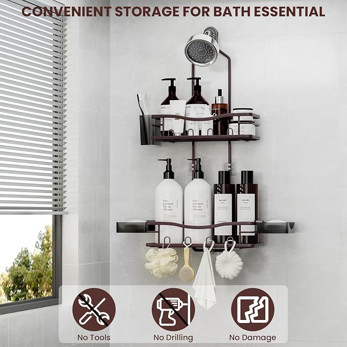 REINHARDT Shower Caddy Hanging, Rustproof Shower Caddy Anti-Swing Shower - Image 2