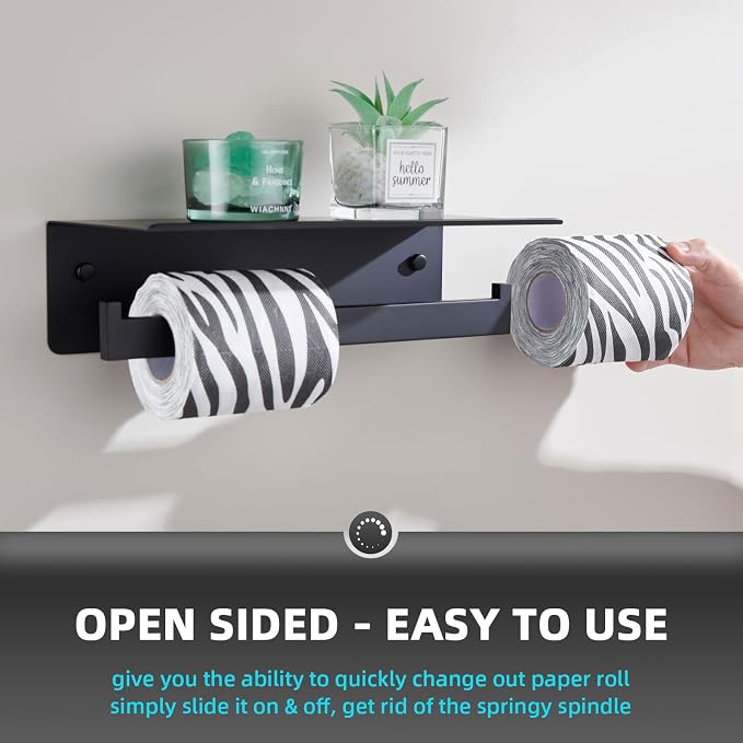 Angle Simple Matte Black Toilet Paper Holder - Image 6
