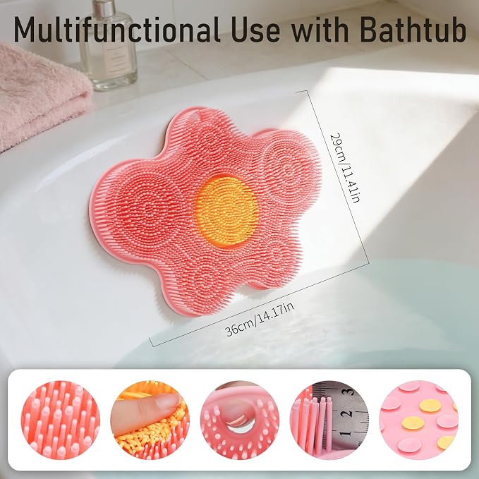 Shower Foot Scrubber Mat Silicone, Back Scrubber Exfoliating Washer Pad - Image 6