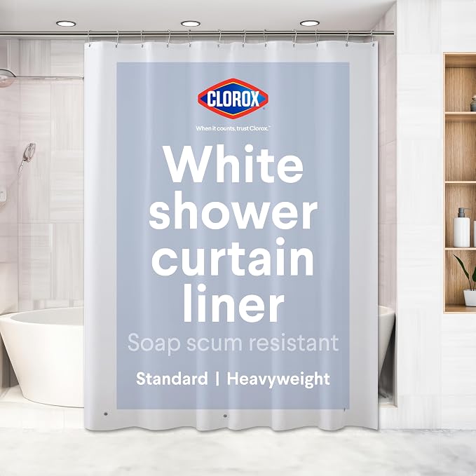 CLOROX Shower Curtain Liner, Premium Lightweight Flexible Waterproof 8g PEVA by MainstreamInternational