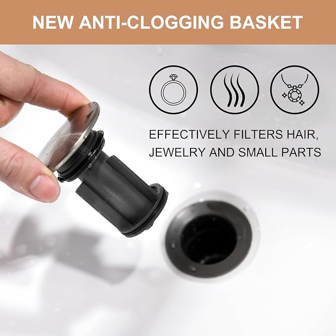 KENES Bathroom Vessel Sink Pop Up Drain Without Overflow Assembly, Lavatory - Image 7