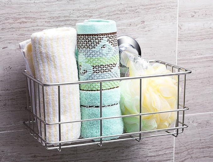 Strong Suction Cups Deep Shower Caddy Bath Shelf Rust-Free Stainless Steel - Image 2