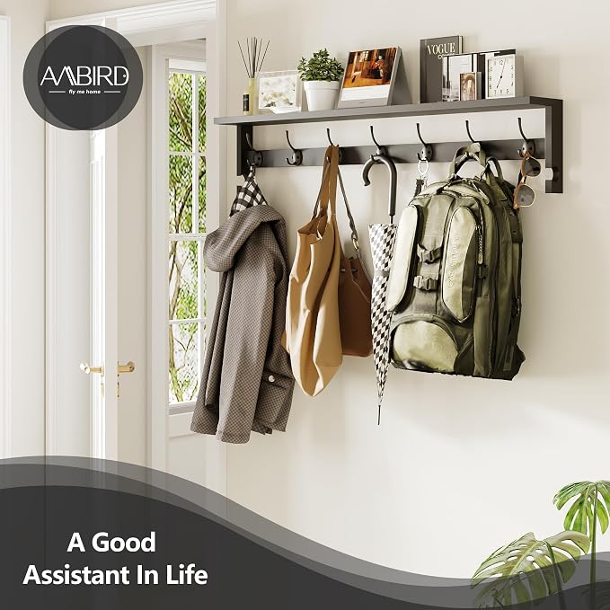 AMBIRD Coat Rack Wall Mount, Wood Coat Hooks - Image 3
