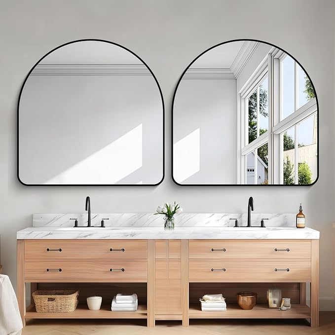 Arched Bathroom Mirror, Wall Mounted Mirror, Vanity Wall Mirror Metal Frame - Image 8