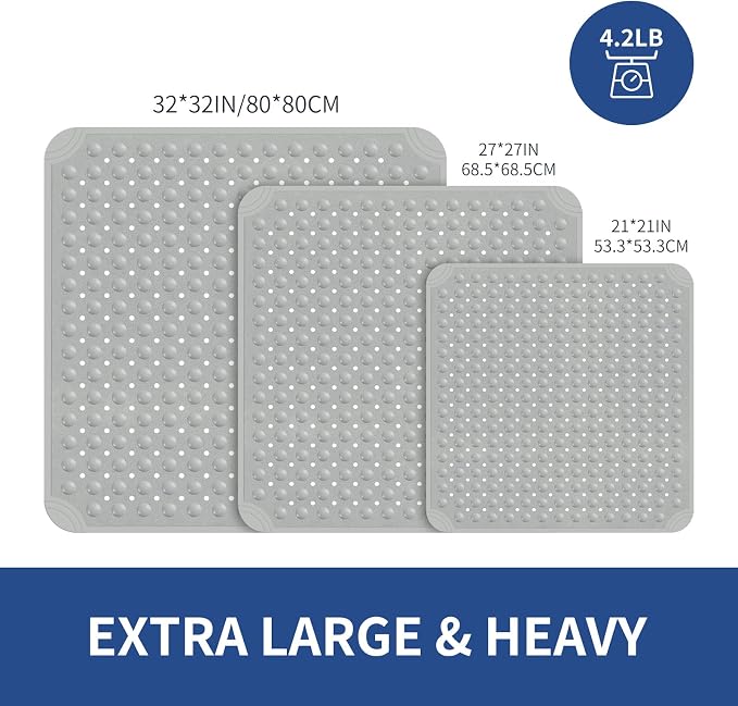 OTHWAY Square Shower Mat 32x32, TPE Non-Slip Shower Mats - Image 2